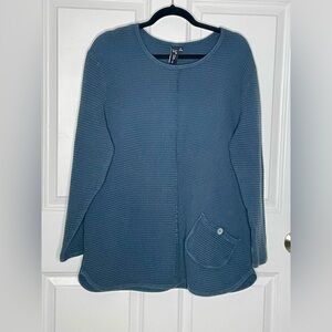 Focus Casual Life Waffle Knit Top XL 100% Cotton Tunic Pocket Button